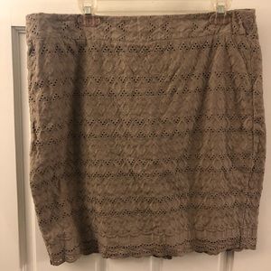 Grey eyelet pencil skirt